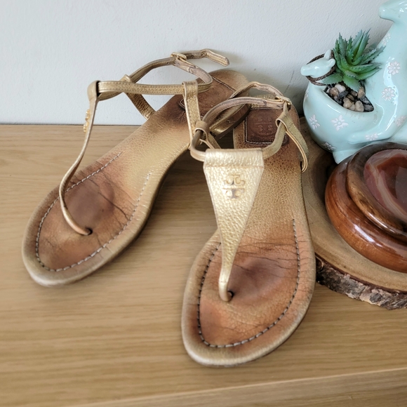 Tory Burch Shoes - Tory Burch Gold Leather Sandals